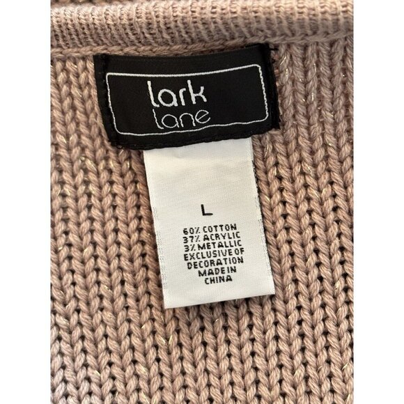 NWT Lark Lane Womens Size Large Taupe Cardigan Sweater Faux Fur Trim Sparkly - Picture 5 of 8